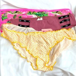VS Pink 3 panties size L NWT